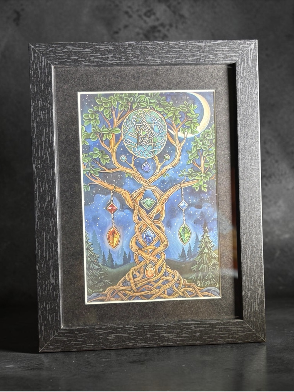 Celtic Tree of Life Crystal Moon Framed Wall Art 5x7